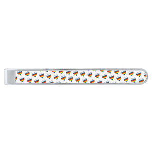 Rainbow Heart Pattern Silver Finish Tie Bar