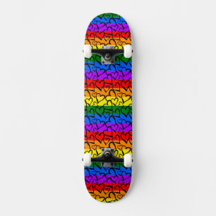 Rainbow Heart Pattern Skateboard