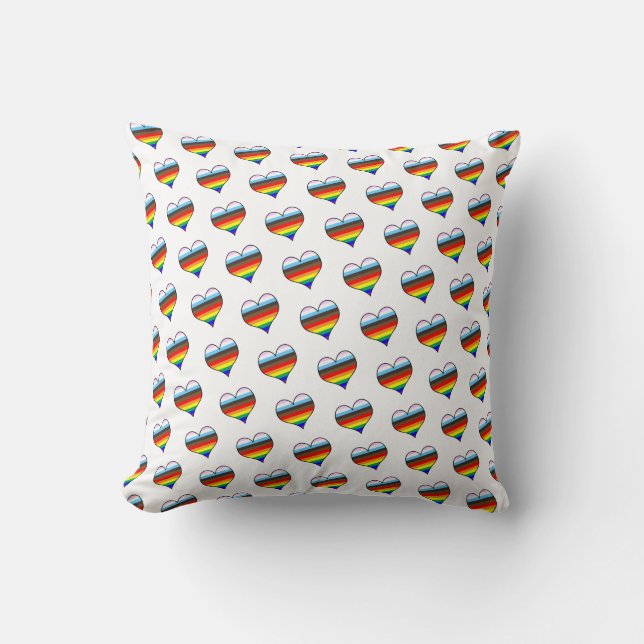 Rainbow Heart Pattern Throw Pillow (Front)