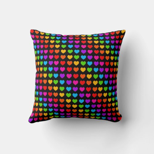 Rainbow Heart pattern Throw Pillow