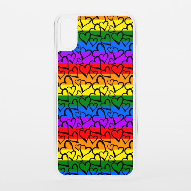 Rainbow Heart Pattern Uncommon iPhone Case (Back)