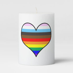 Rainbow Heart Pillar Candle