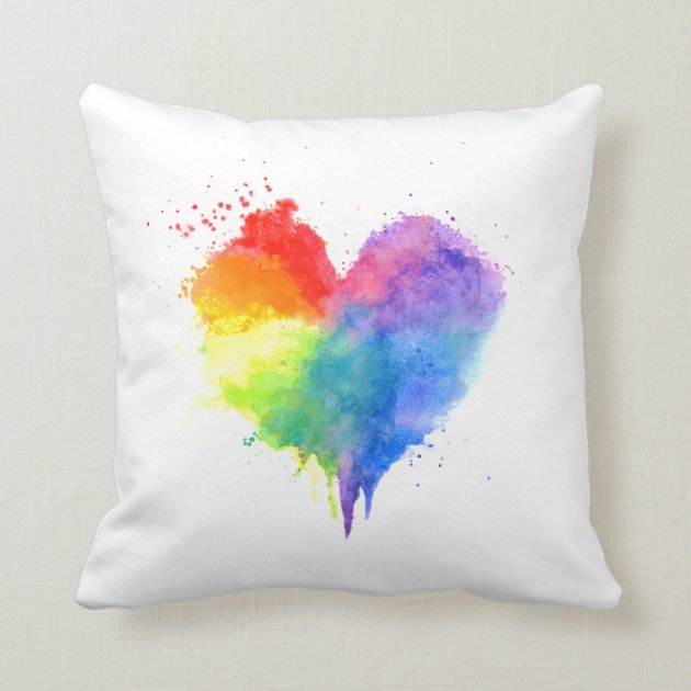 rainbow heart pillow
