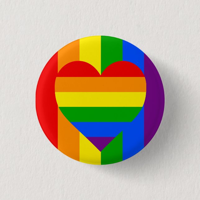 "RAINBOW HEART" PINBACK BUTTON (Front)