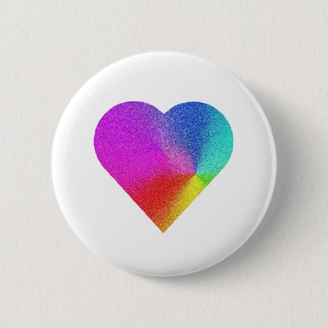 Rainbow Heart Pinback Button (Front)