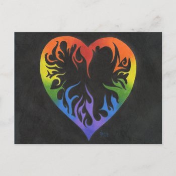 Rainbow Heart Postcard by Lyreck at Zazzle
