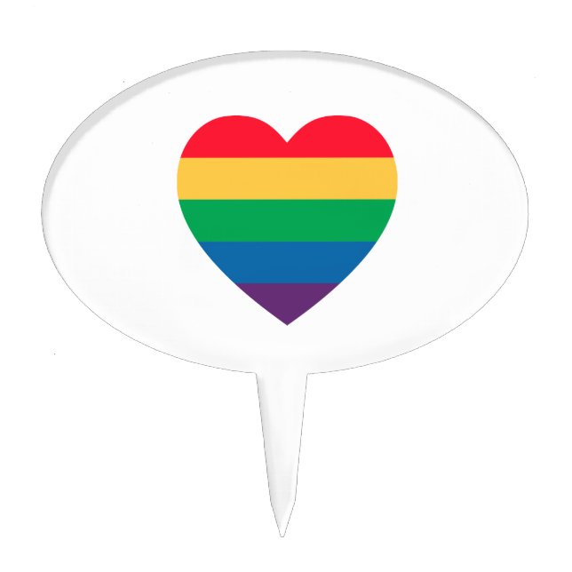 Rainbow Heart Pride Cake Pick (Front)