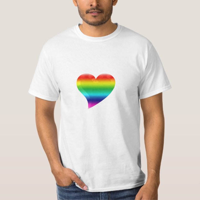 rainbow heart pride colors lgbt lgbtq T-Shirt (Front)