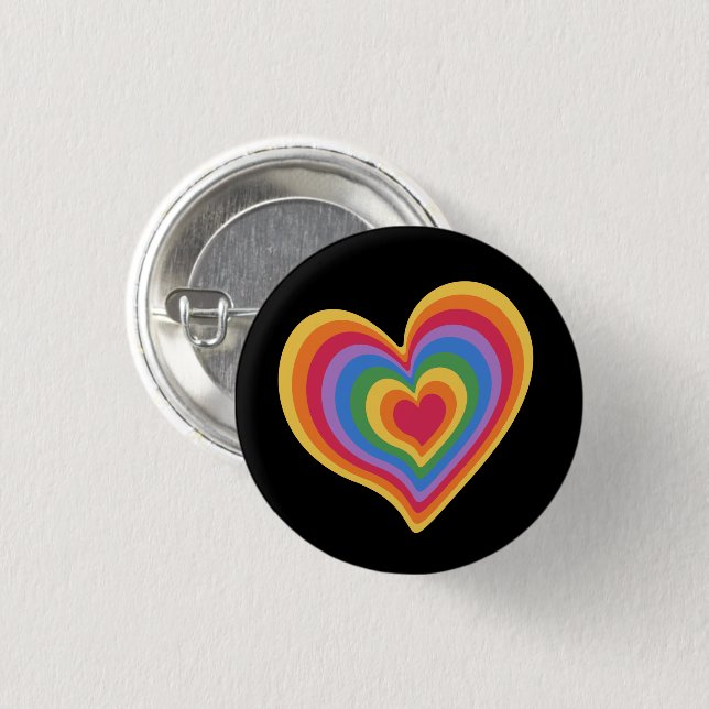 Rainbow heart. Pride gay love       Button (Front & Back)