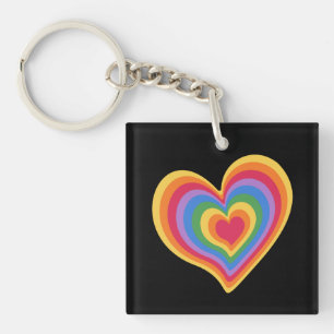 Rainbow heart. Pride gay love      Keychain