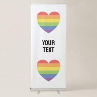 Rainbow Heart Pride Gay Wedding Welcome  Retractable Banner