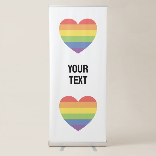 Rainbow Heart Pride Gay Wedding Welcome  Retractable Banner (Front)