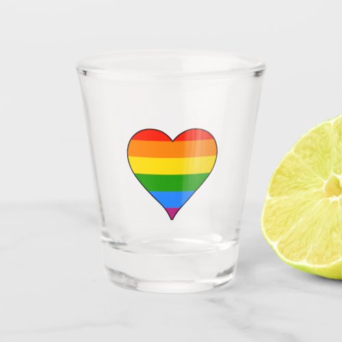 Rainbow Heart Pride Love Modern  Shot Glass