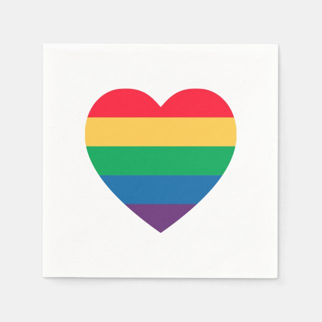 Rainbow Heart Pride Paper Napkins (Front)