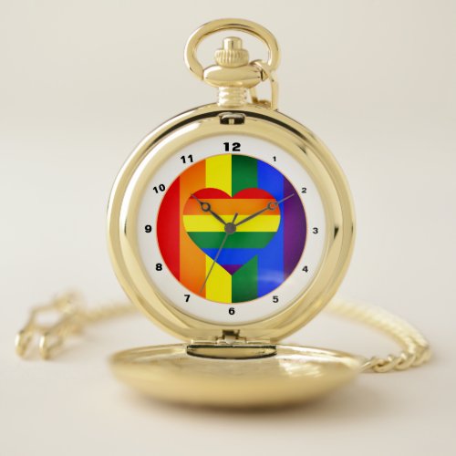 Rainbow Heart  Pride Rainbow Flag fashion  LGBT Pocket Watch