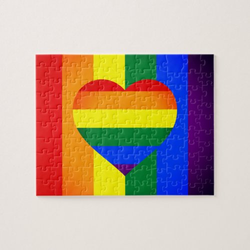 Rainbow Heart  Pride Rainbow Flag LGBT community Jigsaw Puzzle