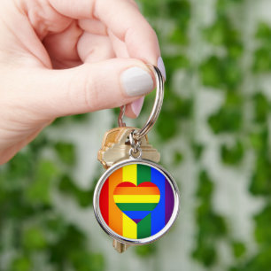 Rainbow Heart & Pride Rainbow Flag /LGBT community Keychain
