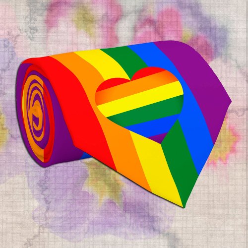 Rainbow Heart  Pride Rainbow Flag LGBT community Neck Tie
