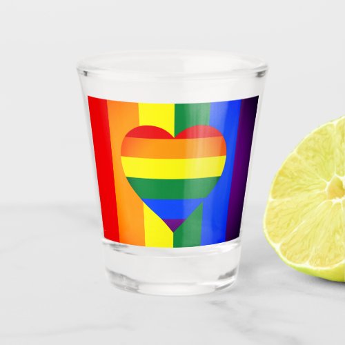 Rainbow Heart  Pride Rainbow Flag LGBT community Shot Glass