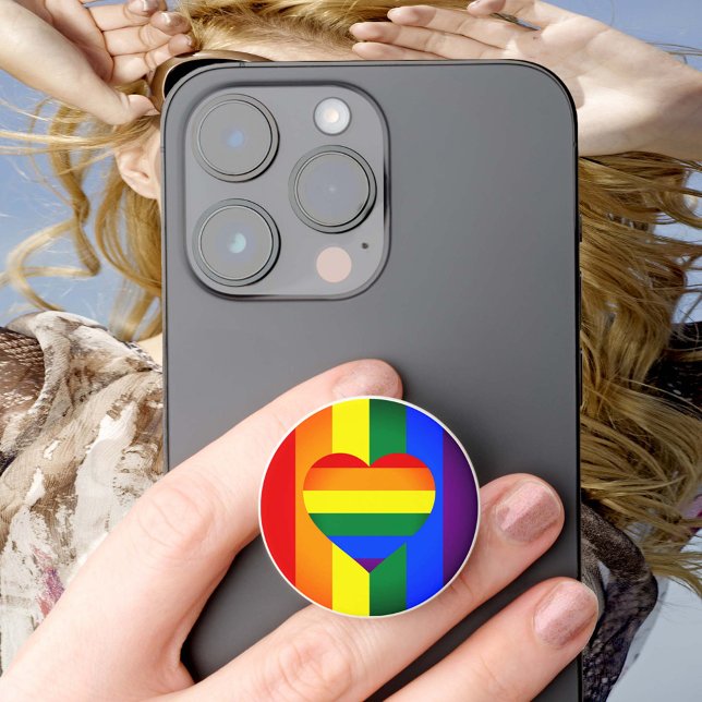 Rainbow Heart & Pride, Rainbow Flag / LGBT PopSocket (Creator Uploaded)