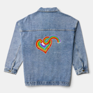 Rainbow Heart Progress is not Linear Teacher Name Denim Jacket