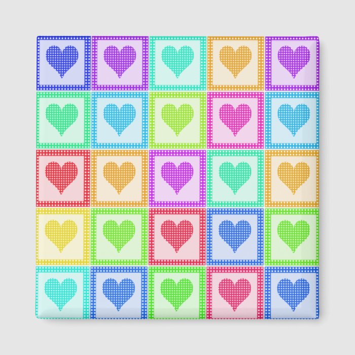 Rainbow Heart Quilt Pattern Refrigerator Magnet