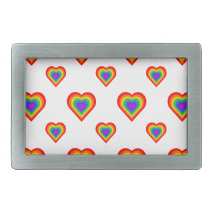 Rainbow Heart Rectangular Belt Buckle