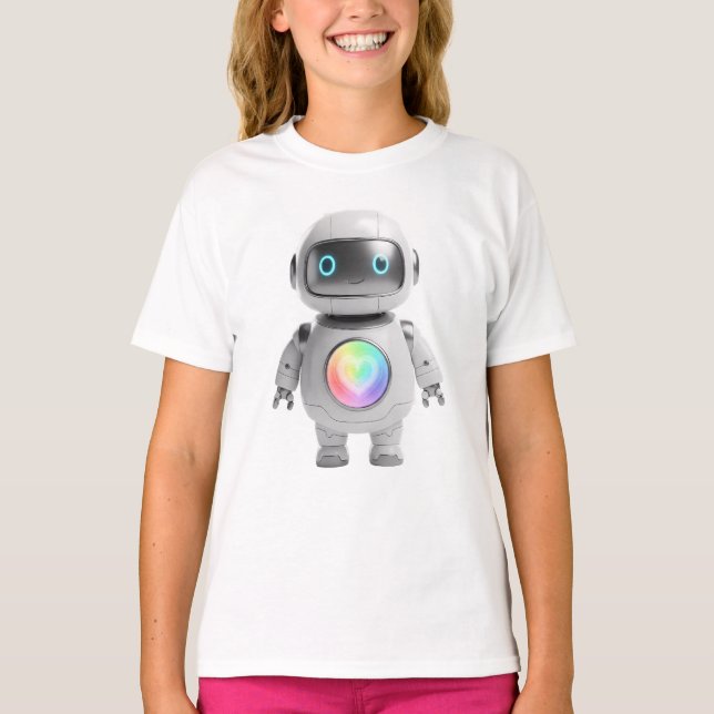 Rainbow Heart Robot T-Shirt (Front)
