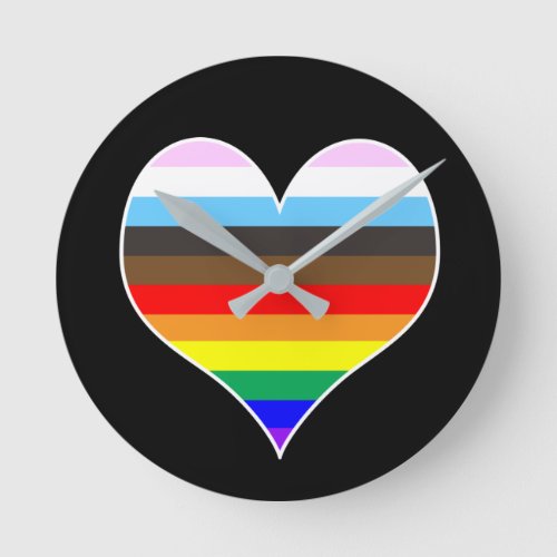 Rainbow Heart Round Clock