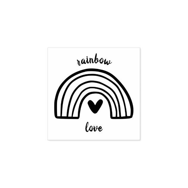 Rainbow heart rubber stamp