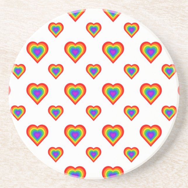 Rainbow Heart Sandstone Coaster (Front)