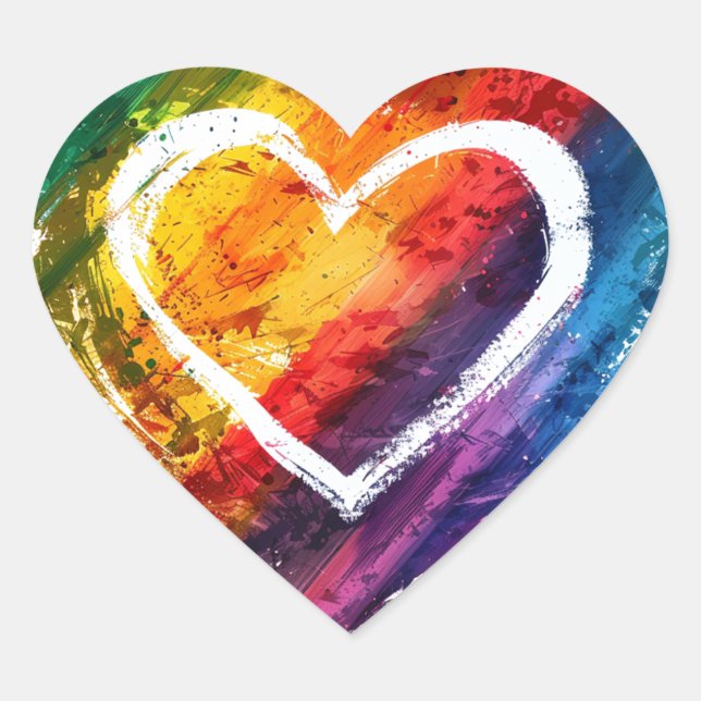 Rainbow Heart Shape Stickers (Front)