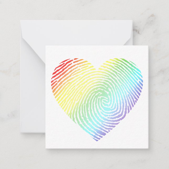 Rainbow Heart Shaped  Heart  Note Card (Front)