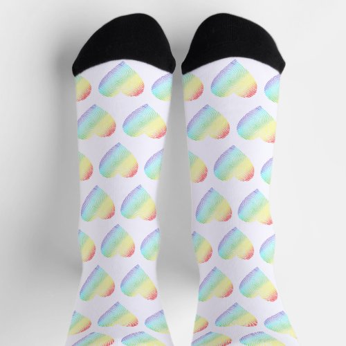 Rainbow Heart Shaped Pattern  Socks