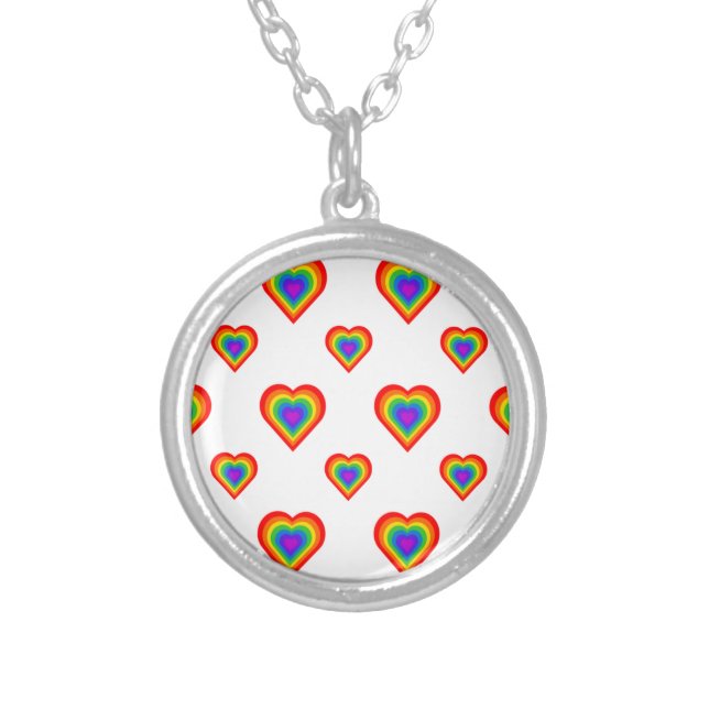 Rainbow Heart Silver Plated Necklace (Front)