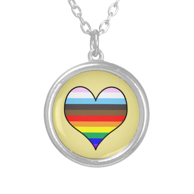 Rainbow Heart Silver Plated Necklace (Front)