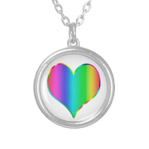 Rainbow heart silver plated necklace