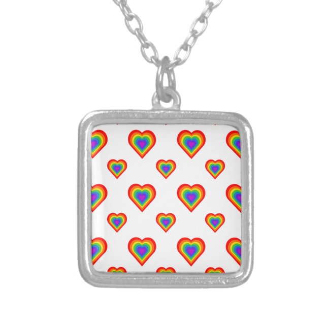 Rainbow Heart Silver Plated Necklace (Front)