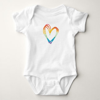 Rainbow Heart Sketch Baby Bodysuit