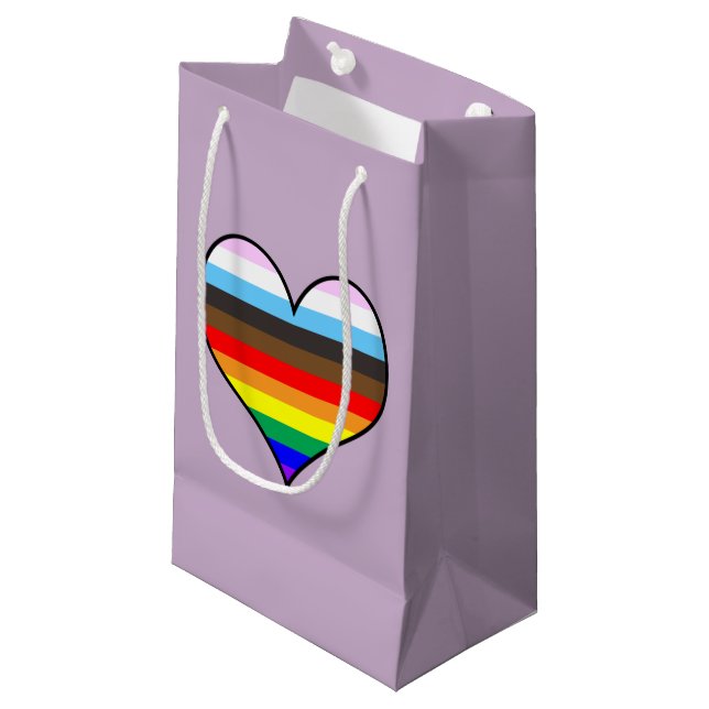 Rainbow Heart Small Gift Bag (Front Angled)