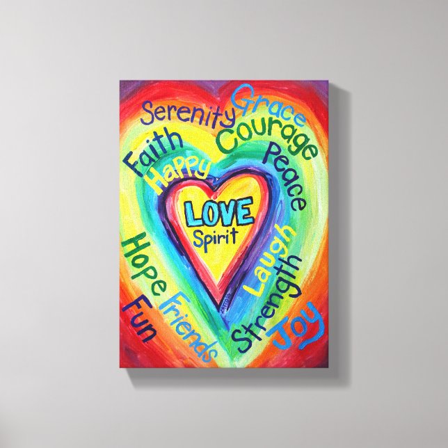 Rainbow Heart Spirit Painting Wrapped Canvas Art (Front)