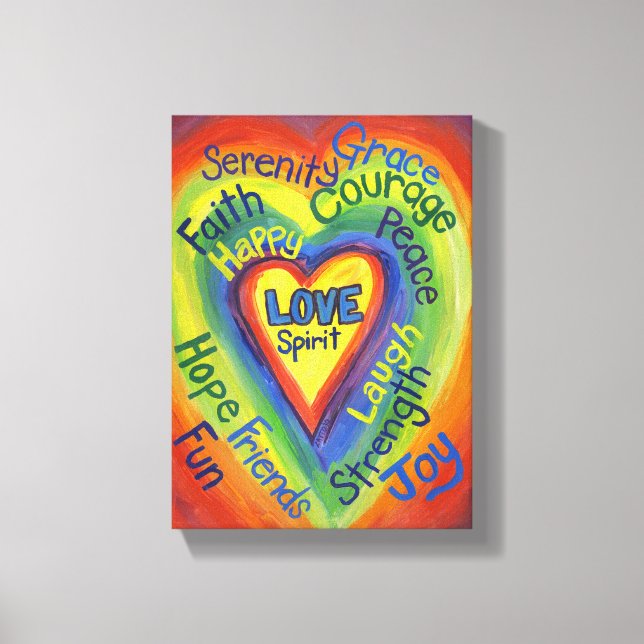 Rainbow Heart Spirit Painting Wrapped Canvas Art (Front)