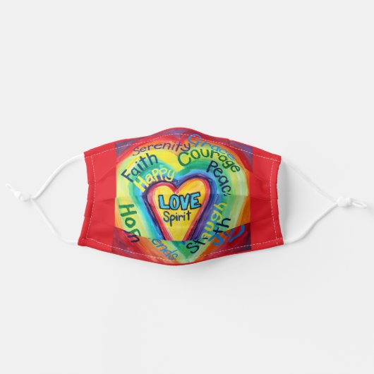 Rainbow Heart Spirit Words Art Custom Face Masks (Front, Unfolded)