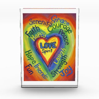 Rainbow Heart Spirit Words Art Paperweight Acrylic Acrylic Award