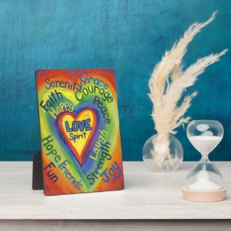 Rainbow Heart Spirit Words Art Plaque Sign