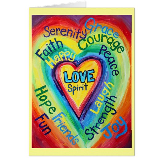 Rainbow Heart Spirit Words Card (Front)