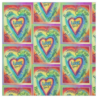 Rainbow Heart Spirit Words Fabric Art Material