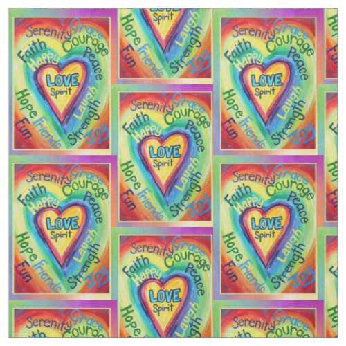 Rainbow Heart Spirit Words Fabric Art Material