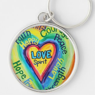 Rainbow Heart Spirit Words Keychain