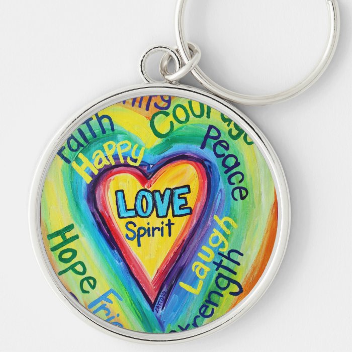 Rainbow Heart Spirit Words Keychain